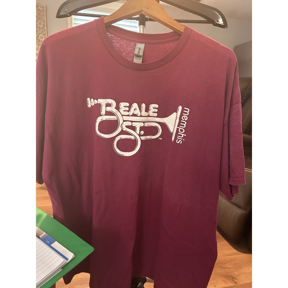 Golden Beale Street Memphis T-shirt‎ Maroon 2XL